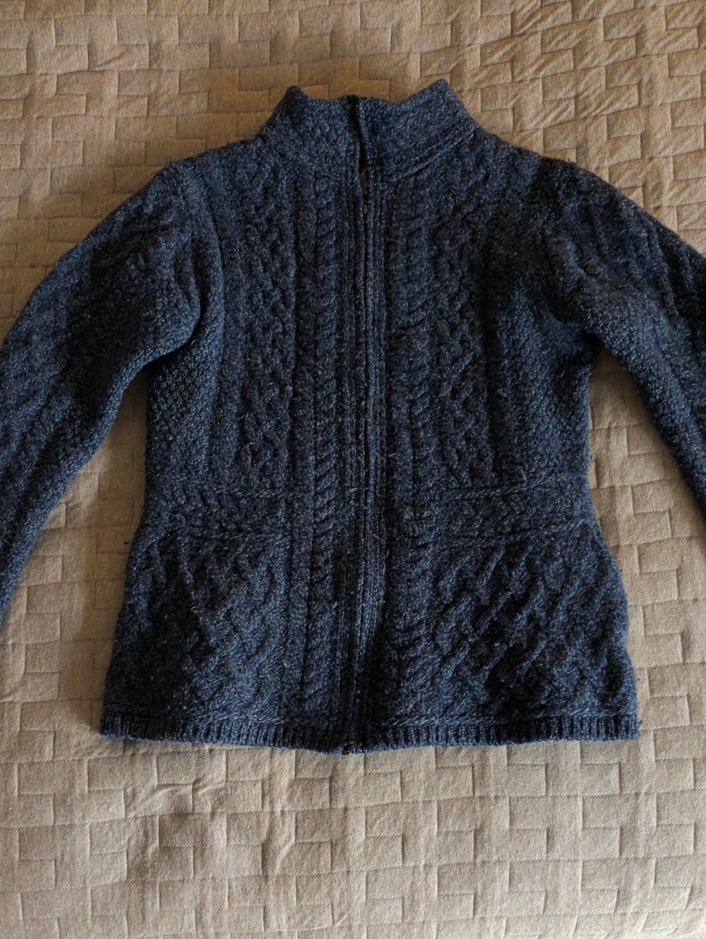 Men's Navy Cable-Knit Full-Zip Sweater Jacket